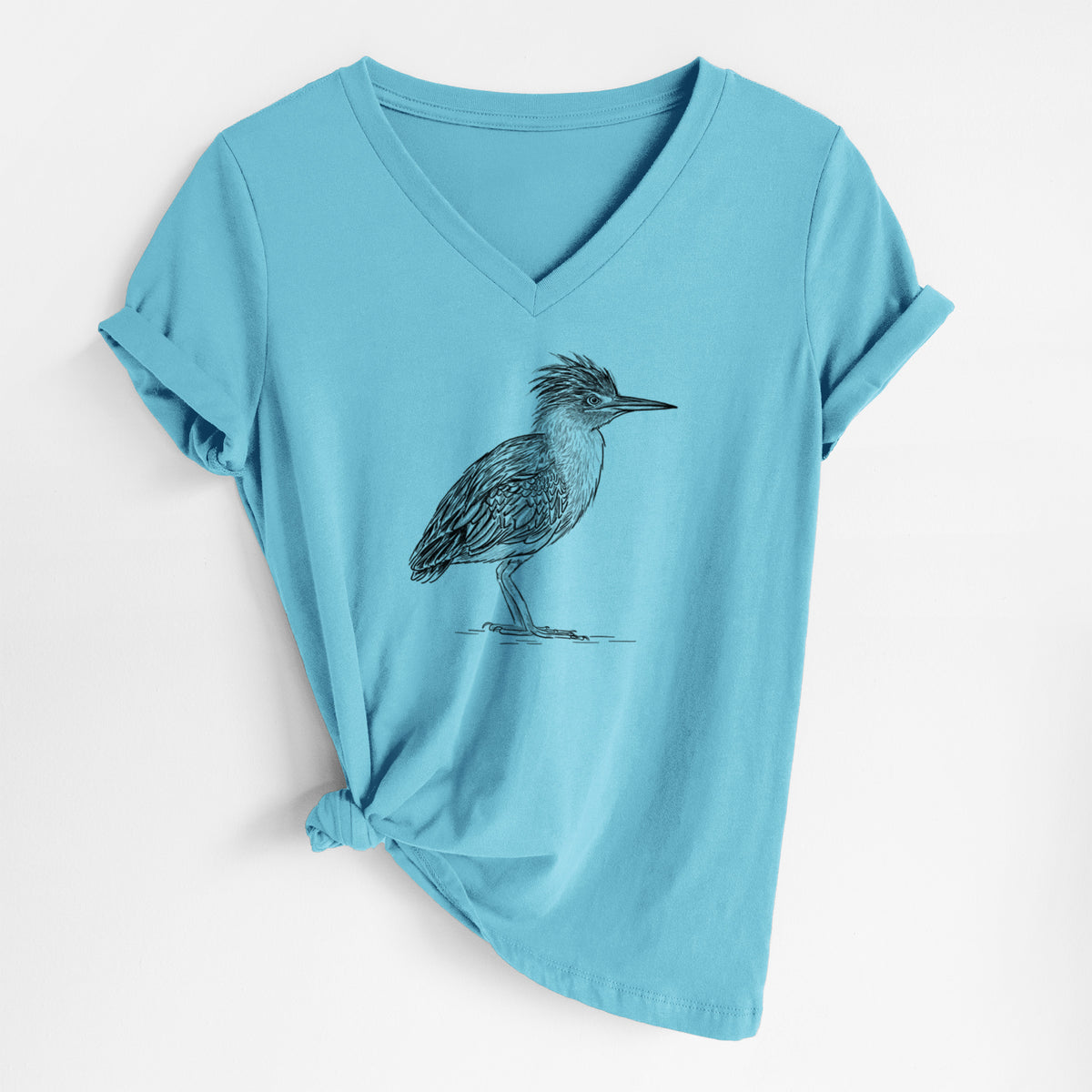 Green Heron - Butorides virescens - Women's Lightweight Relaxed Fit 100% Cotton V-neck