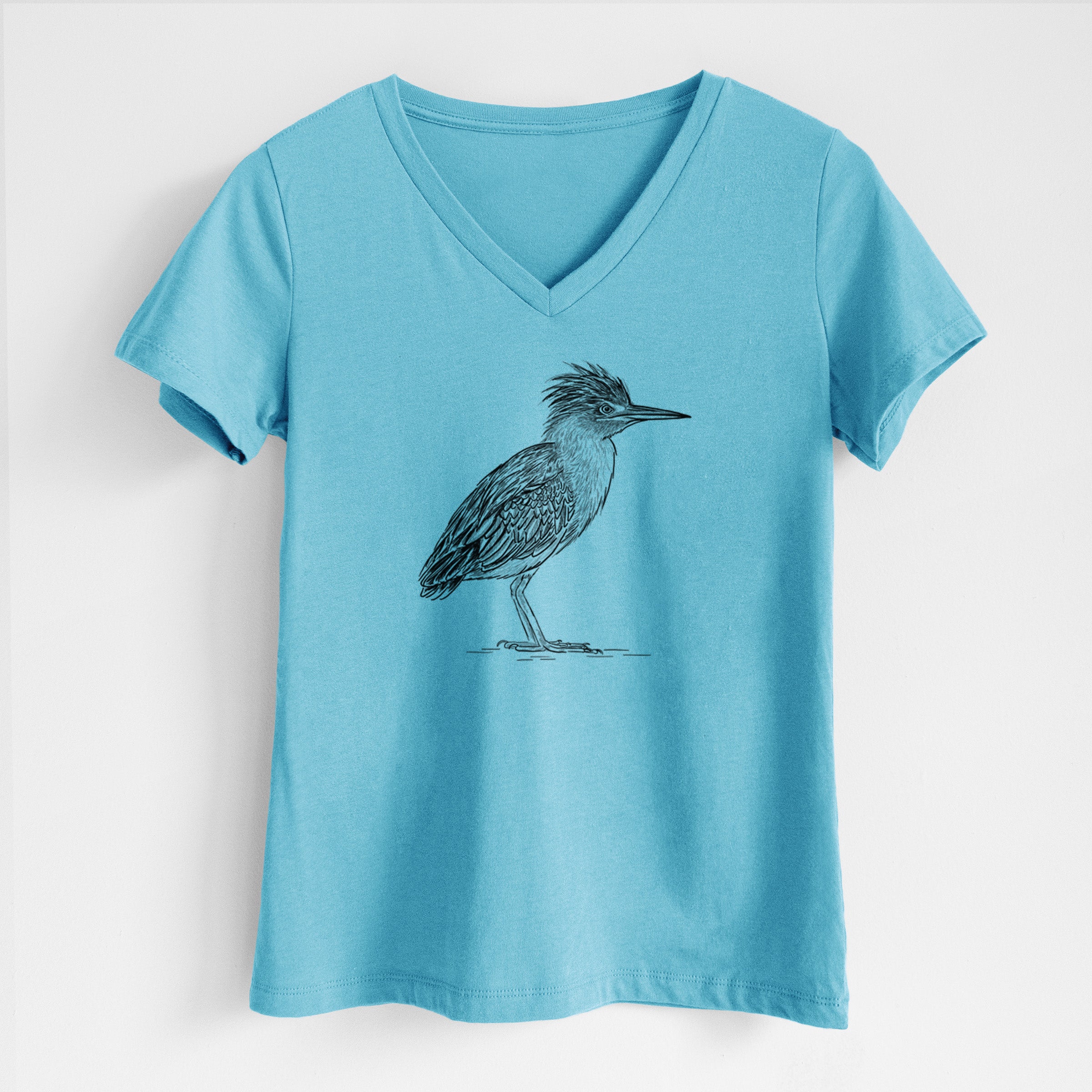 Green Heron - Butorides virescens - Women's Lightweight Relaxed Fit 100% Cotton V-neck