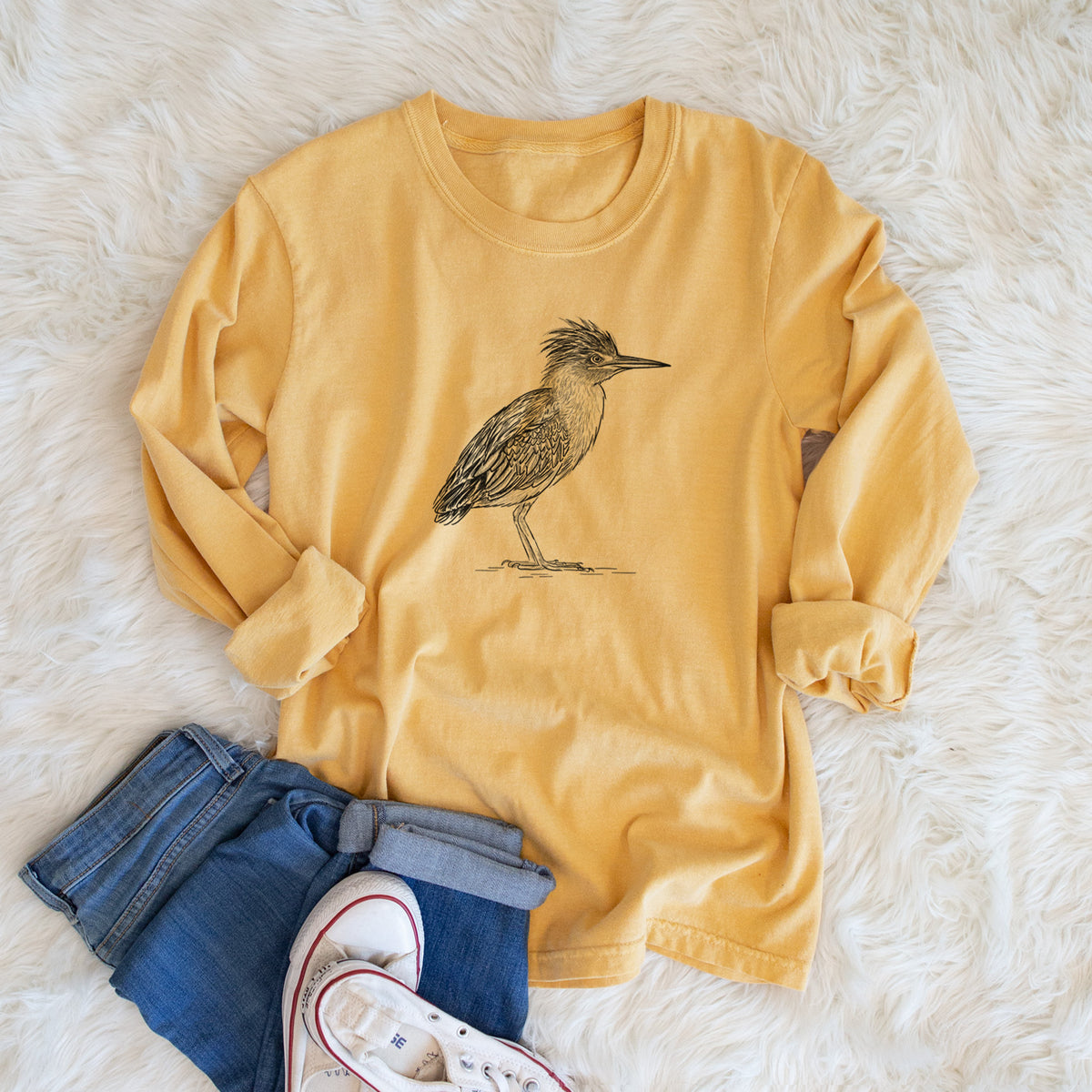 Green Heron - Butorides virescens - Unisex Comfort Colors 100% Cotton Long Sleeve