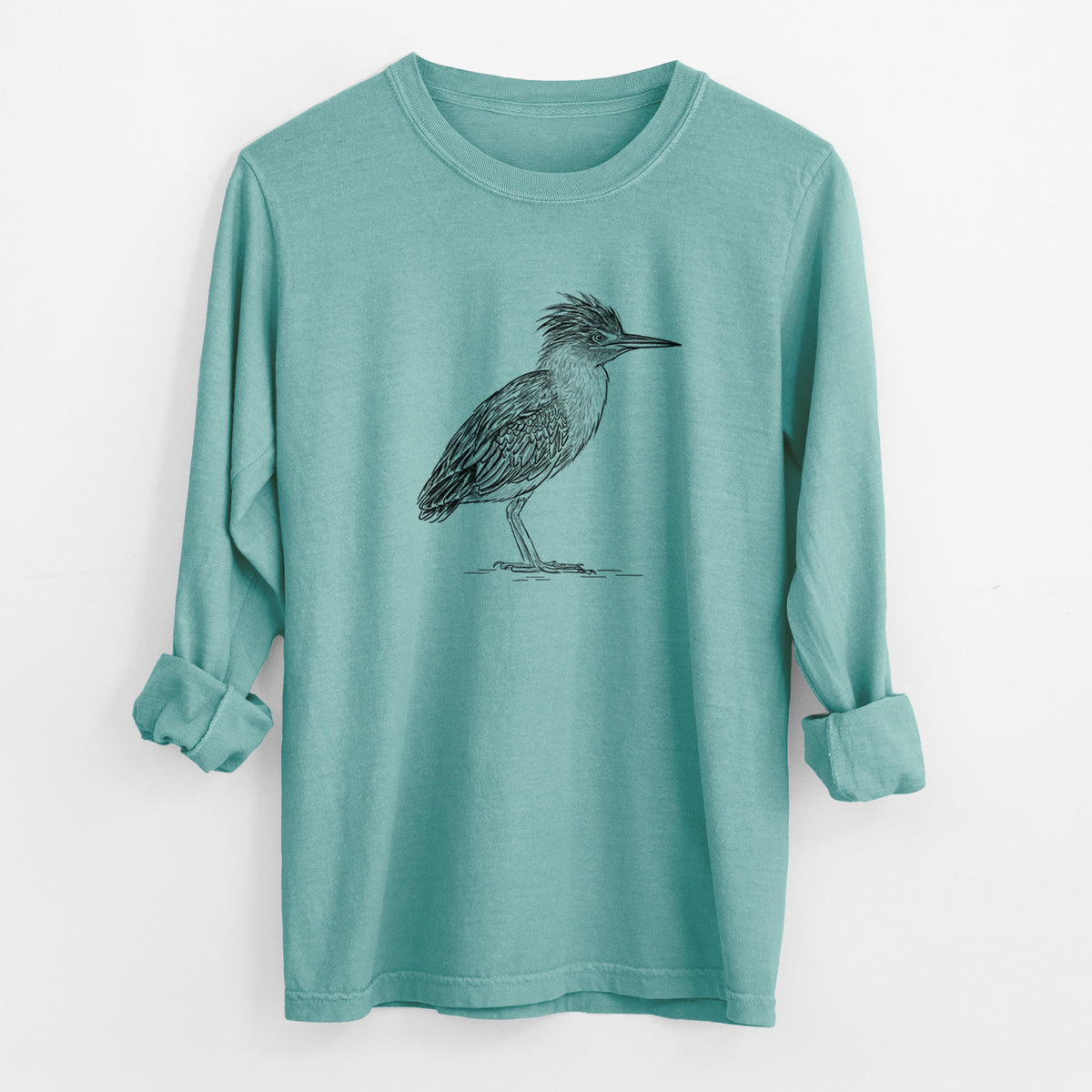 Green Heron - Butorides virescens - Unisex Comfort Colors 100% Cotton Long Sleeve