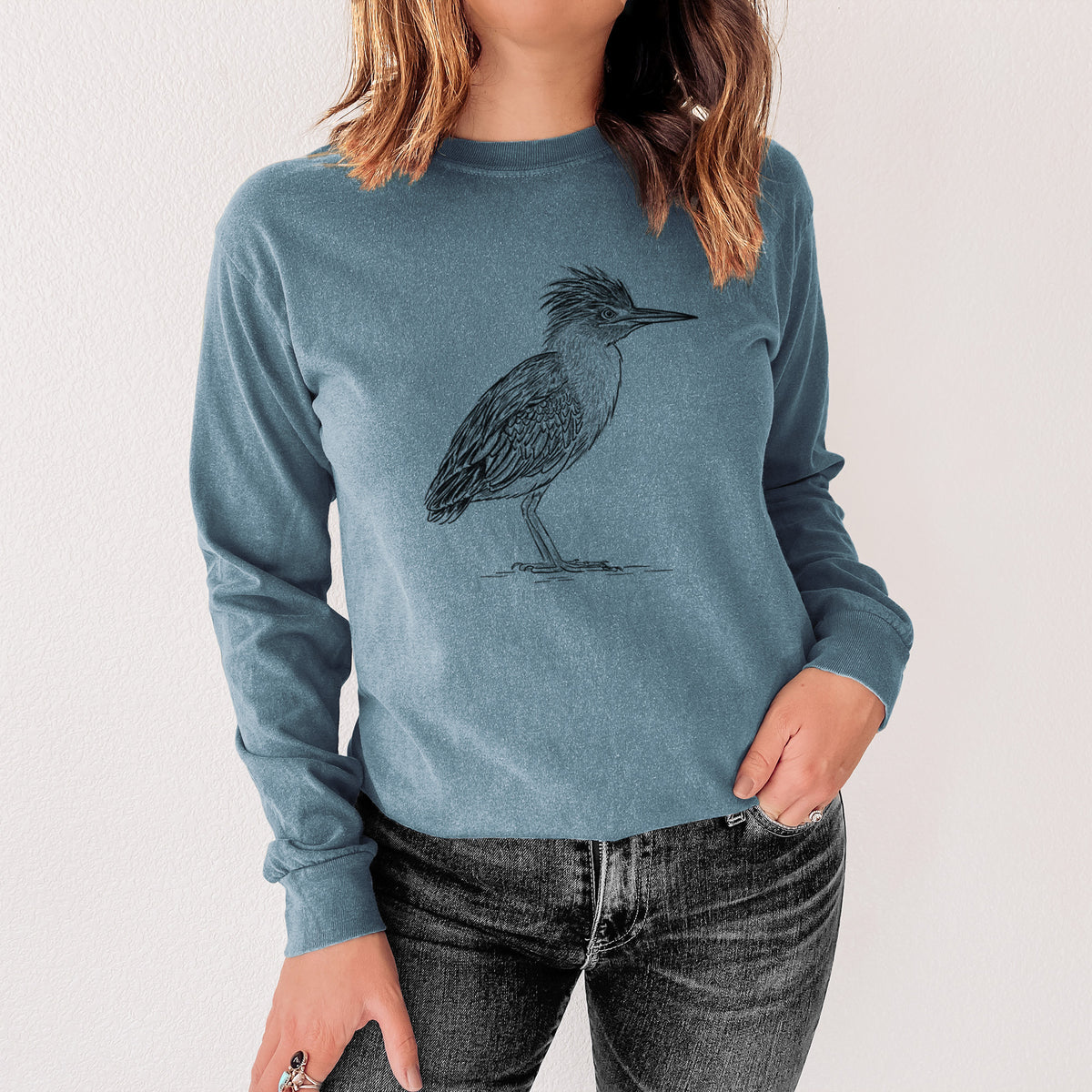 Green Heron - Butorides virescens - Unisex Comfort Colors 100% Cotton Long Sleeve
