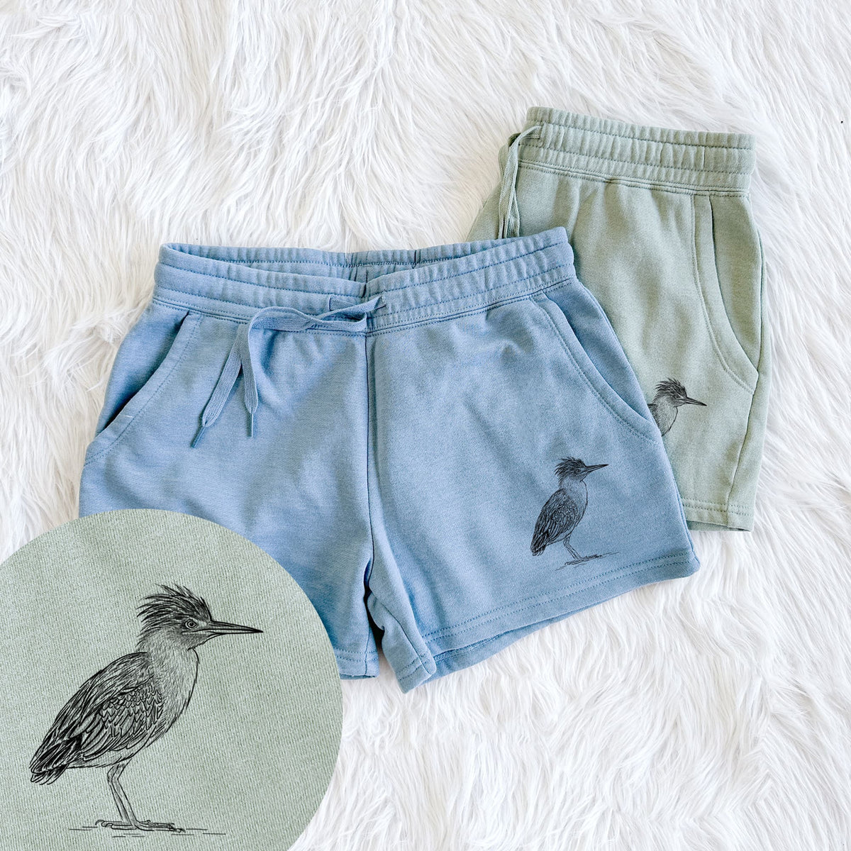 Green Heron - Butorides virescens - Women's Cali Wave Shorts