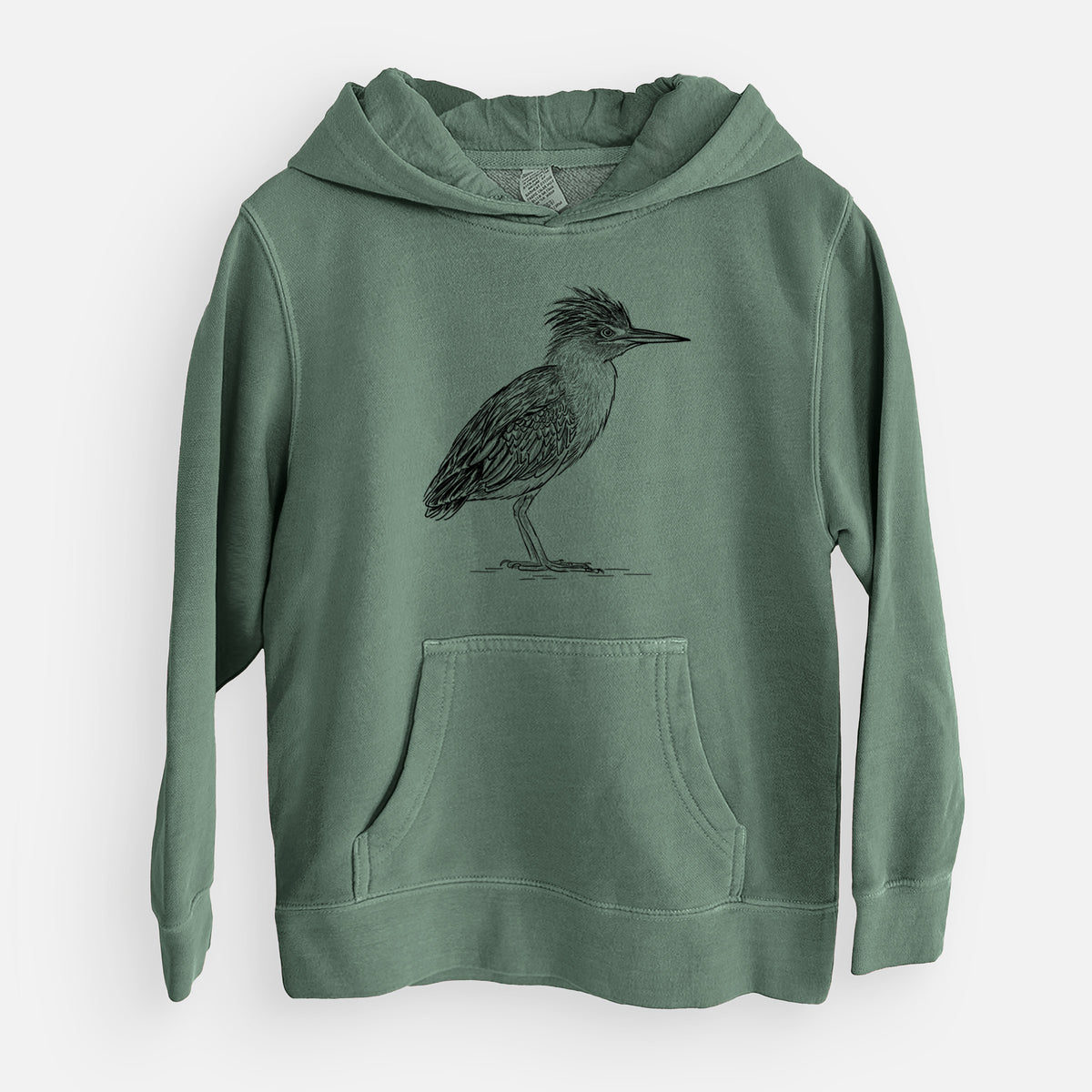 Green Heron - Butorides virescens - Youth Pigment Dyed Hoodie
