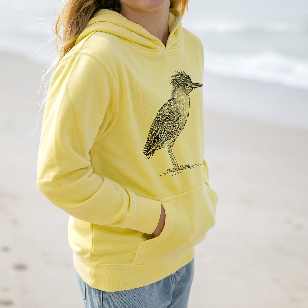 Green Heron - Butorides virescens - Youth Pigment Dyed Hoodie