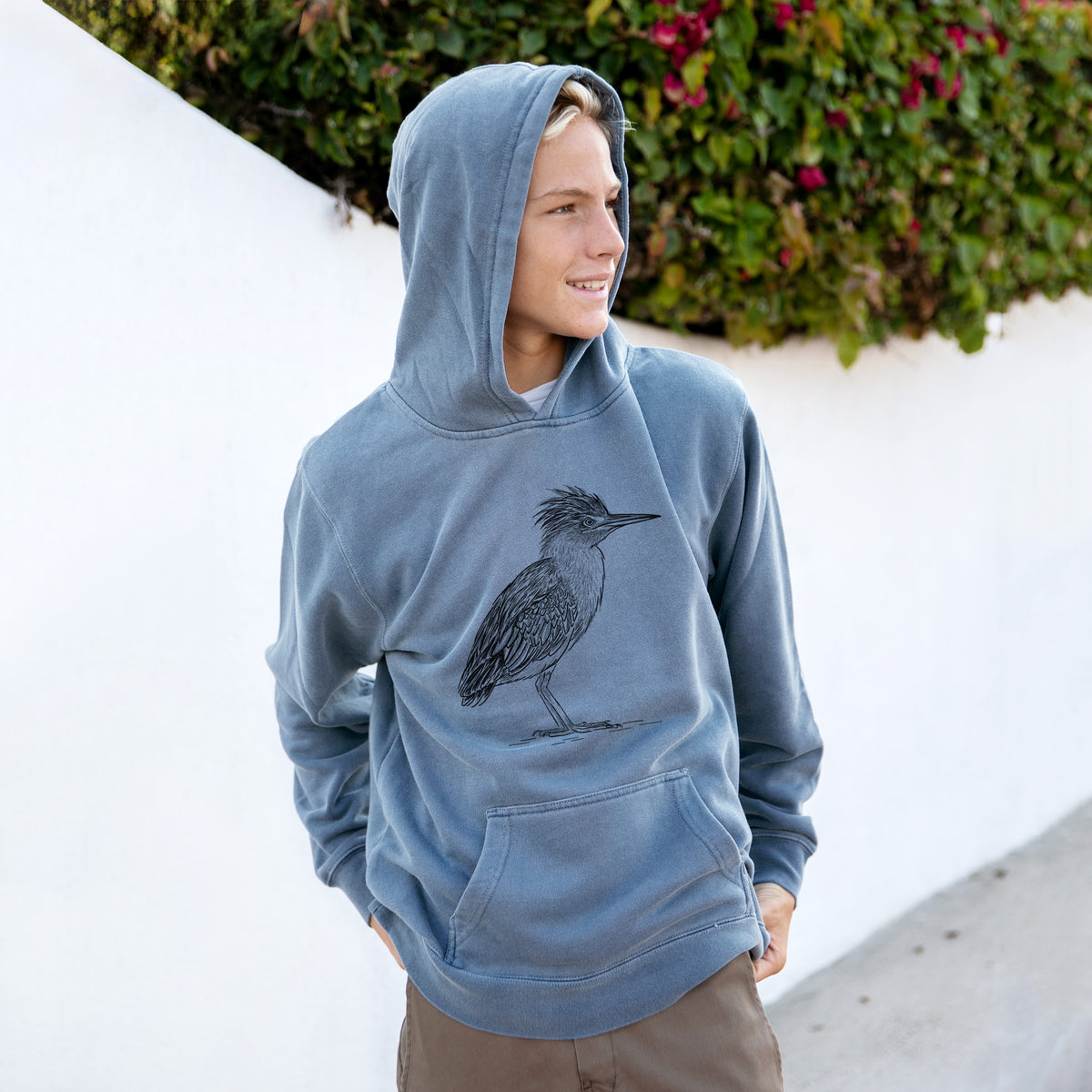 Green Heron - Butorides virescens - Youth Pigment Dyed Hoodie