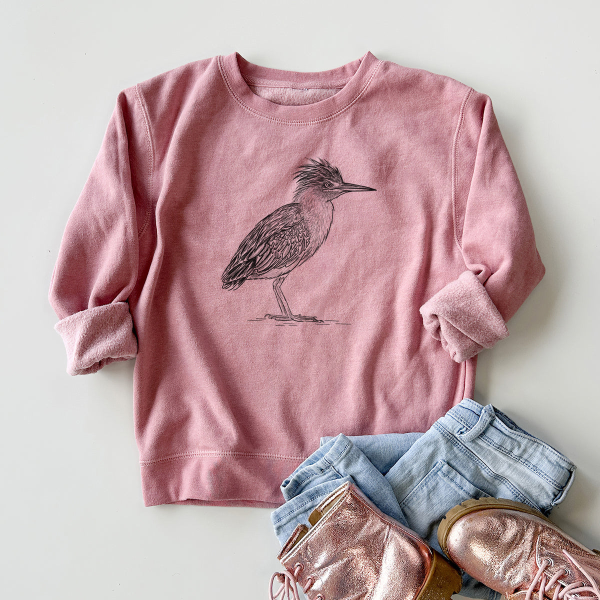 Green Heron - Butorides virescens - Youth Lightweight Crewneck Sweatshirt