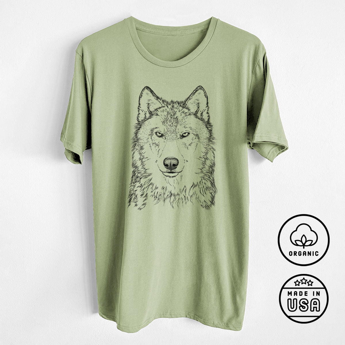 CLOSEOUT - Grey Wolf - Canis lupus - Unisex Crewneck - Made in USA - 100% Organic Cotton