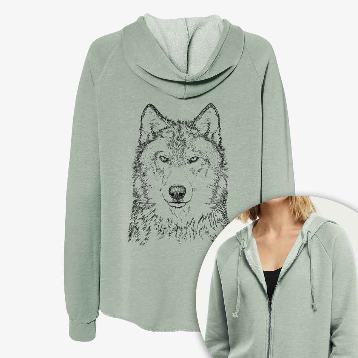 Grey Wolf - Canis lupus - Women's Cali Wave Zip-Up Sweatshirt