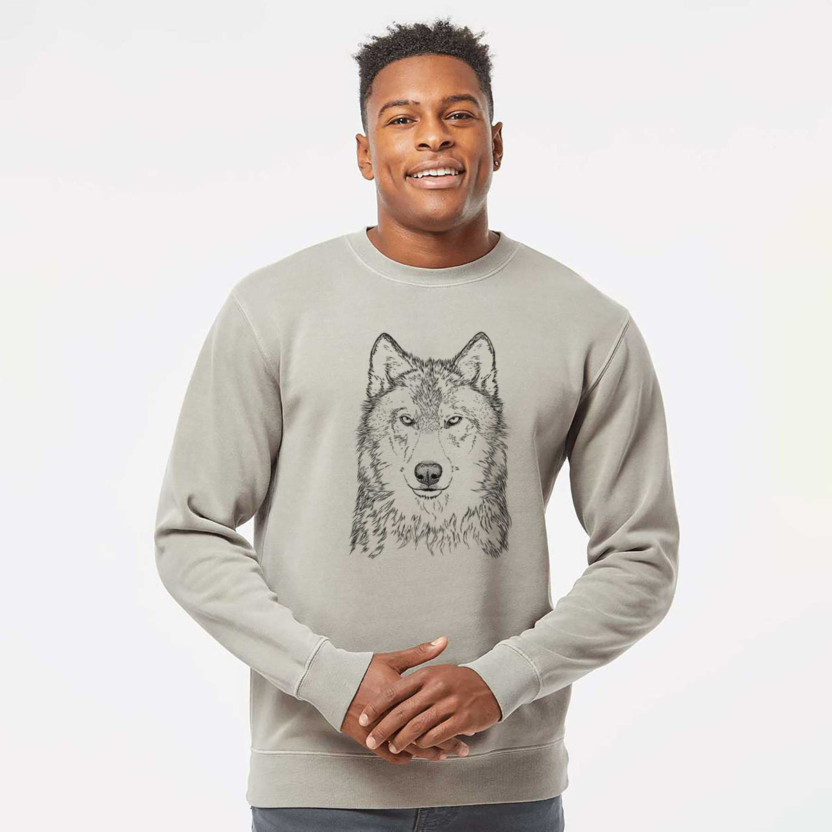 Grey Wolf - Canis lupus - Unisex Pigment Dyed Crew Sweatshirt