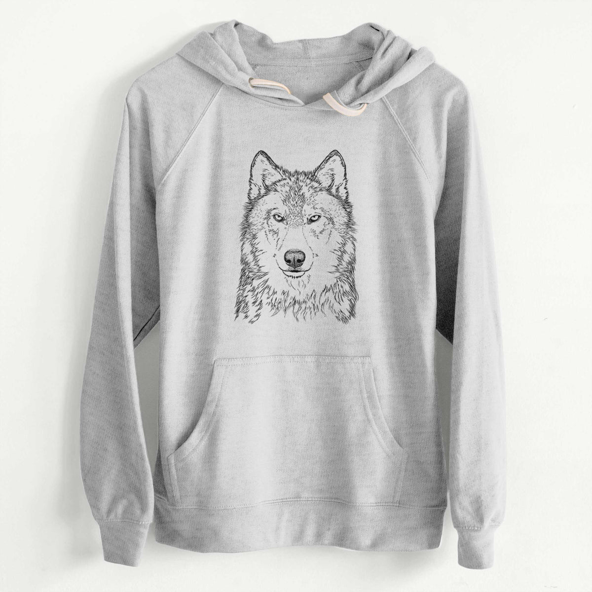 CLEARANCE - Grey Wolf - Canis lupus  - Unisex Slim Fit Loopback Terry Hoodie