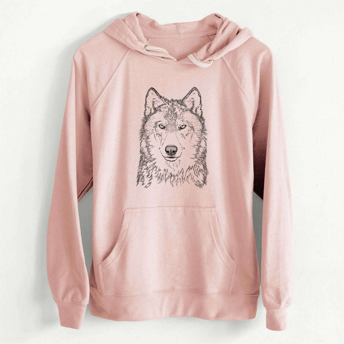 CLEARANCE - Grey Wolf - Canis lupus  - Unisex Slim Fit Loopback Terry Hoodie