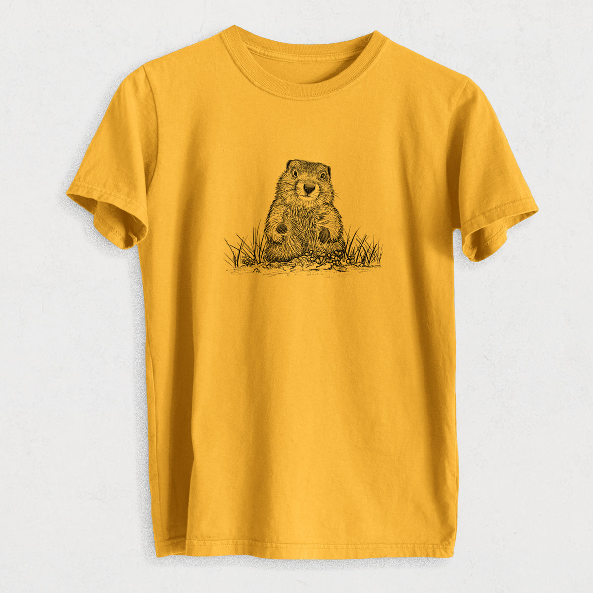 Groundhog - Marmota Monax - Heavyweight Men&#39;s 100% Organic Cotton Tee
