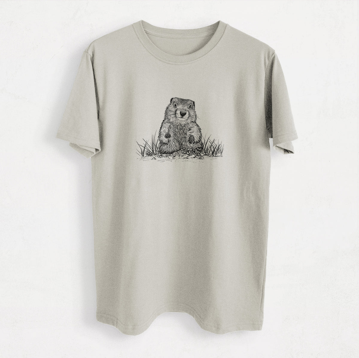Groundhog - Marmota Monax - Heavyweight Men&#39;s 100% Organic Cotton Tee