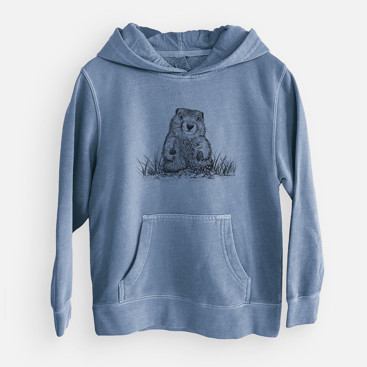 Groundhog - Marmota Monax - Youth Pigment Dyed Hoodie