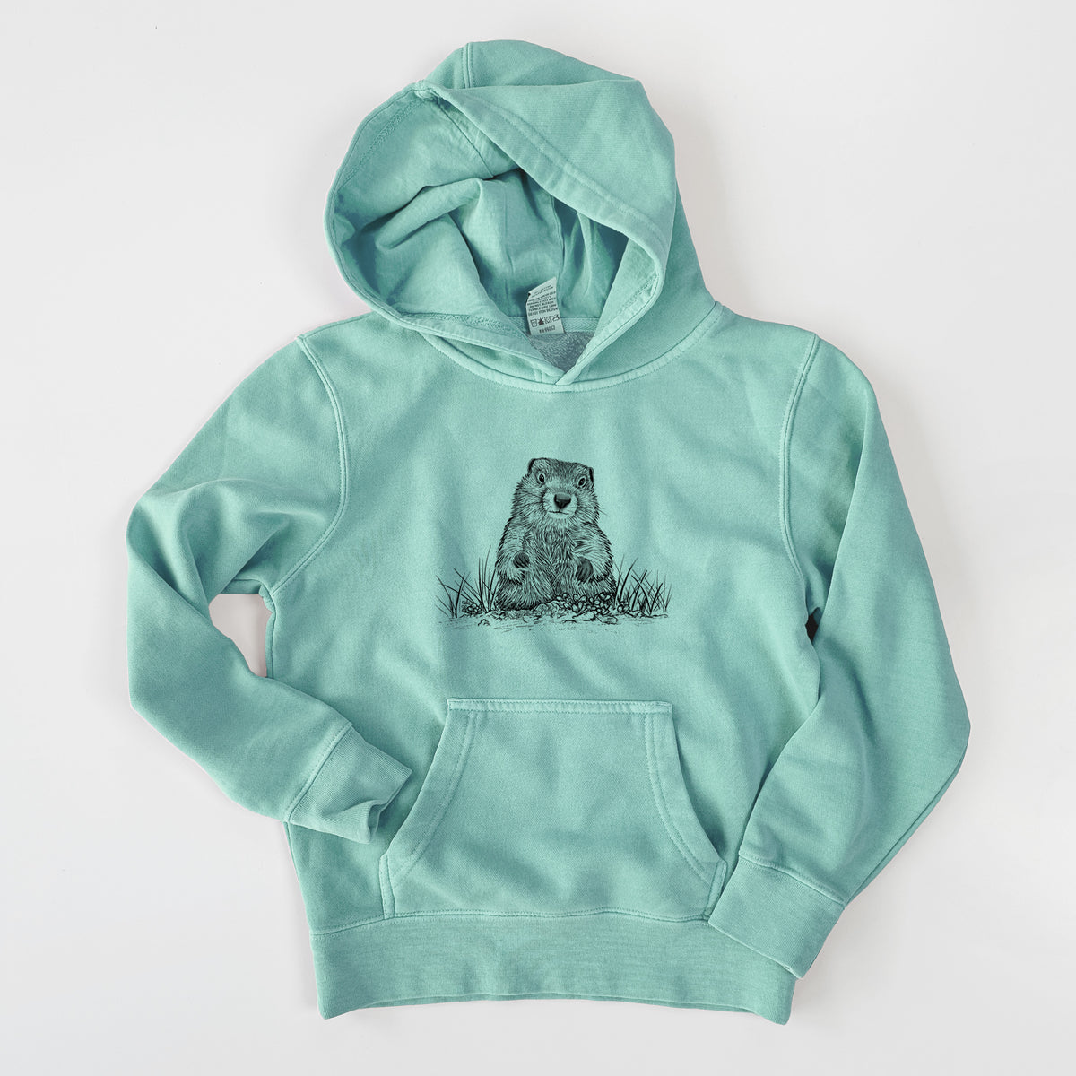 Groundhog - Marmota Monax - Youth Pigment Dyed Hoodie