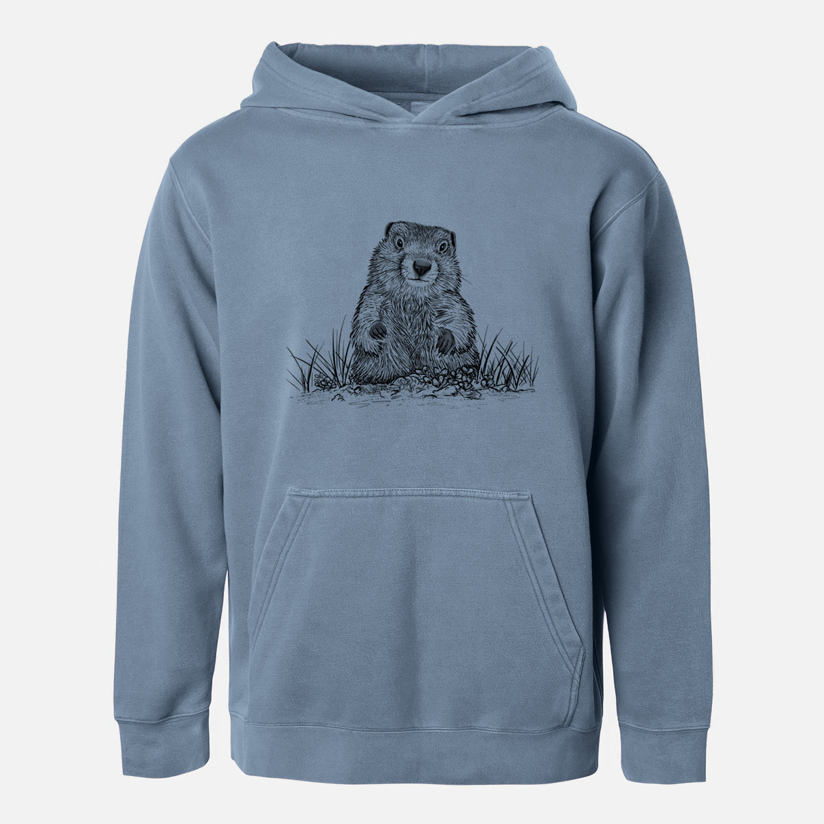 Groundhog - Marmota Monax - Youth Pigment Dyed Hoodie