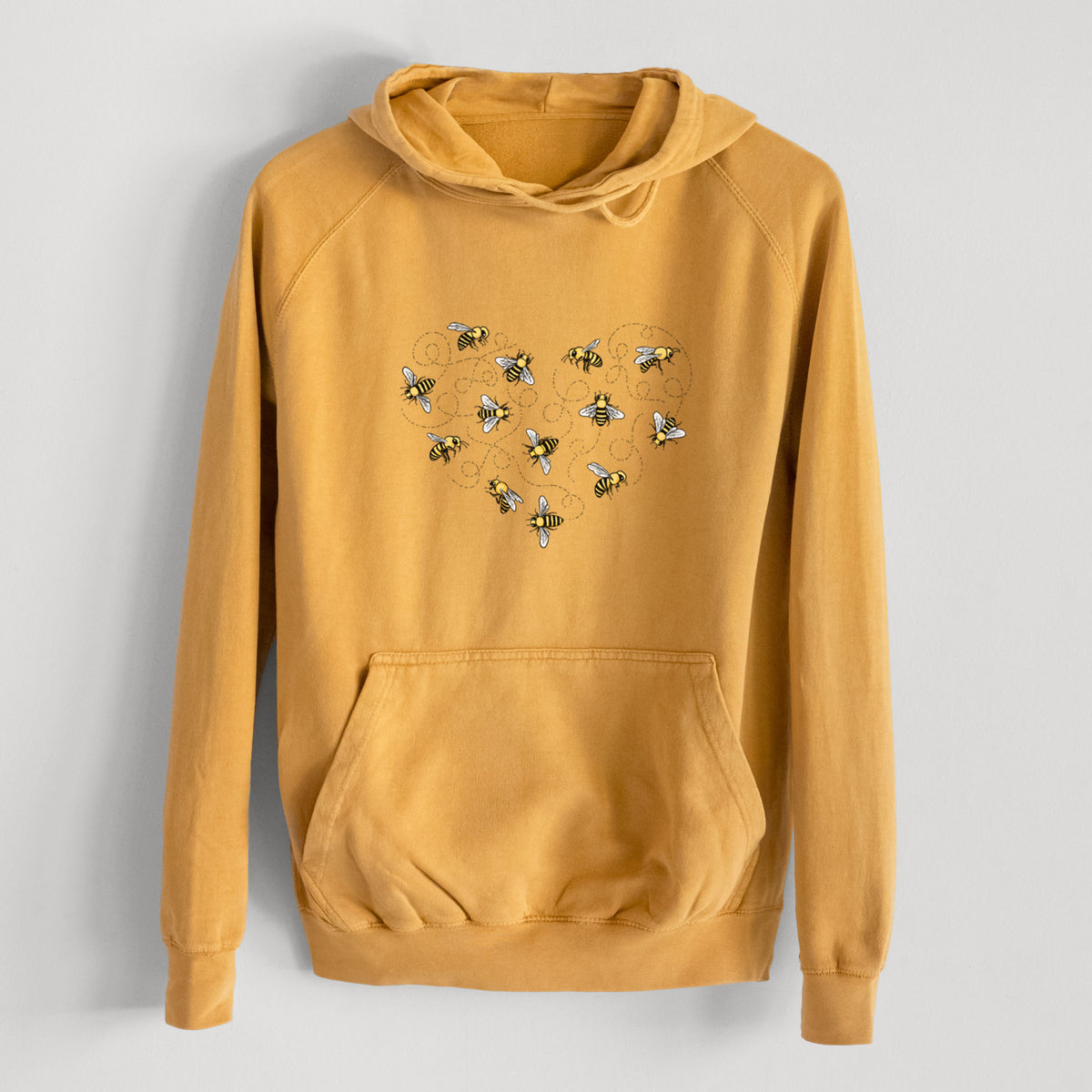 Heart Full of Honeybees  - Mid-Weight Unisex Vintage 100% Cotton Hoodie