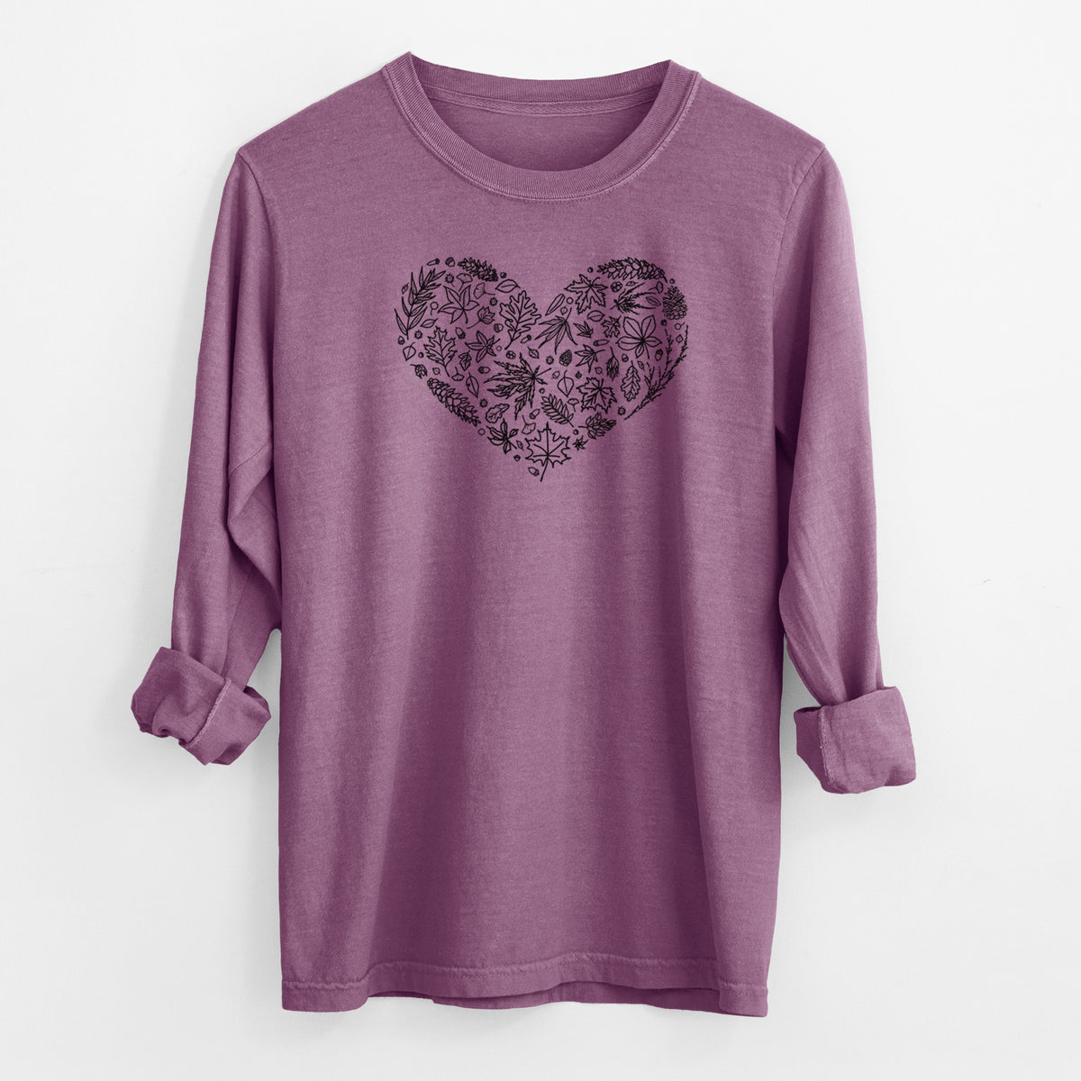 Heart Full of Autumn Leaves - Men&#39;s Heavyweight 100% Cotton Long Sleeve