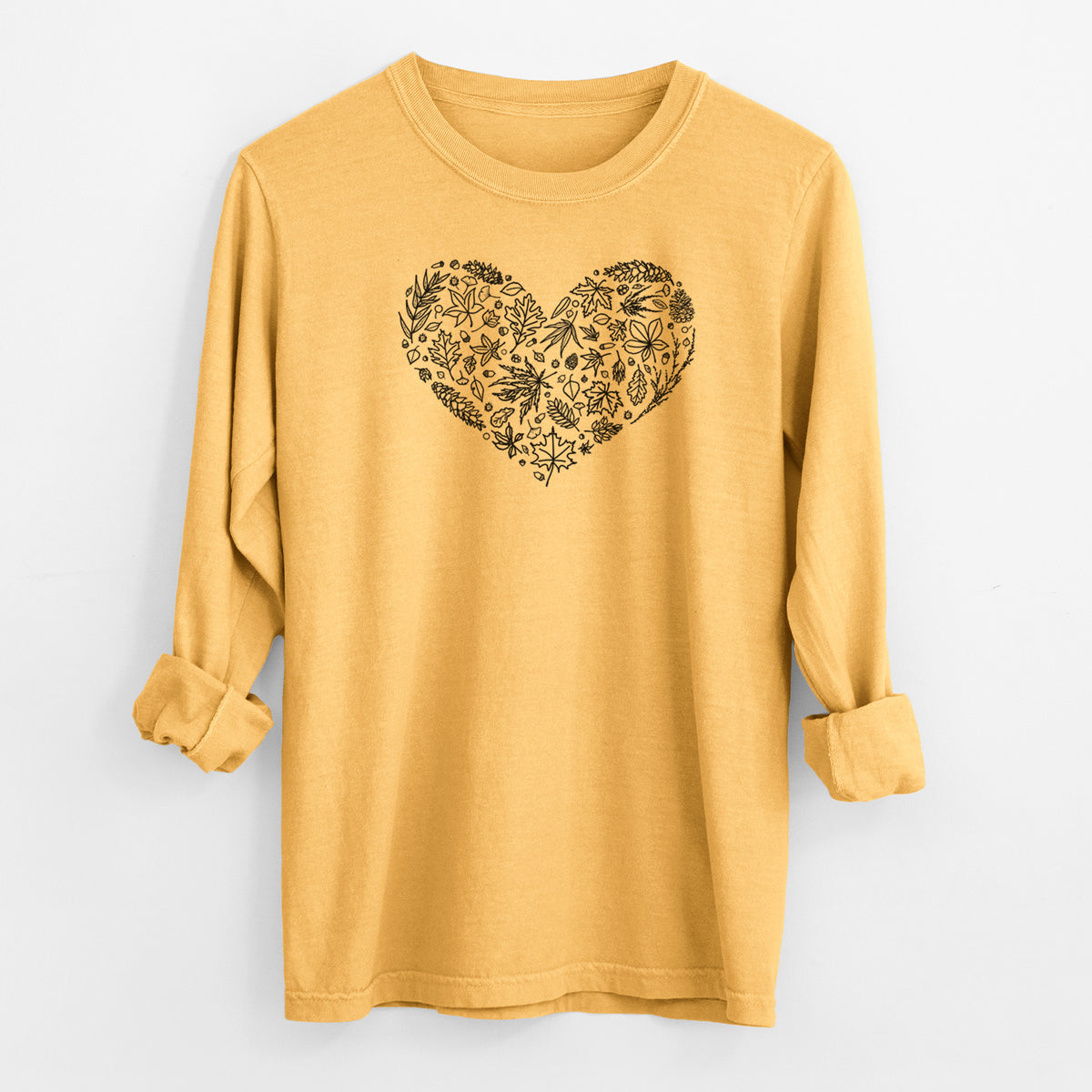 Heart Full of Autumn Leaves - Men&#39;s Heavyweight 100% Cotton Long Sleeve