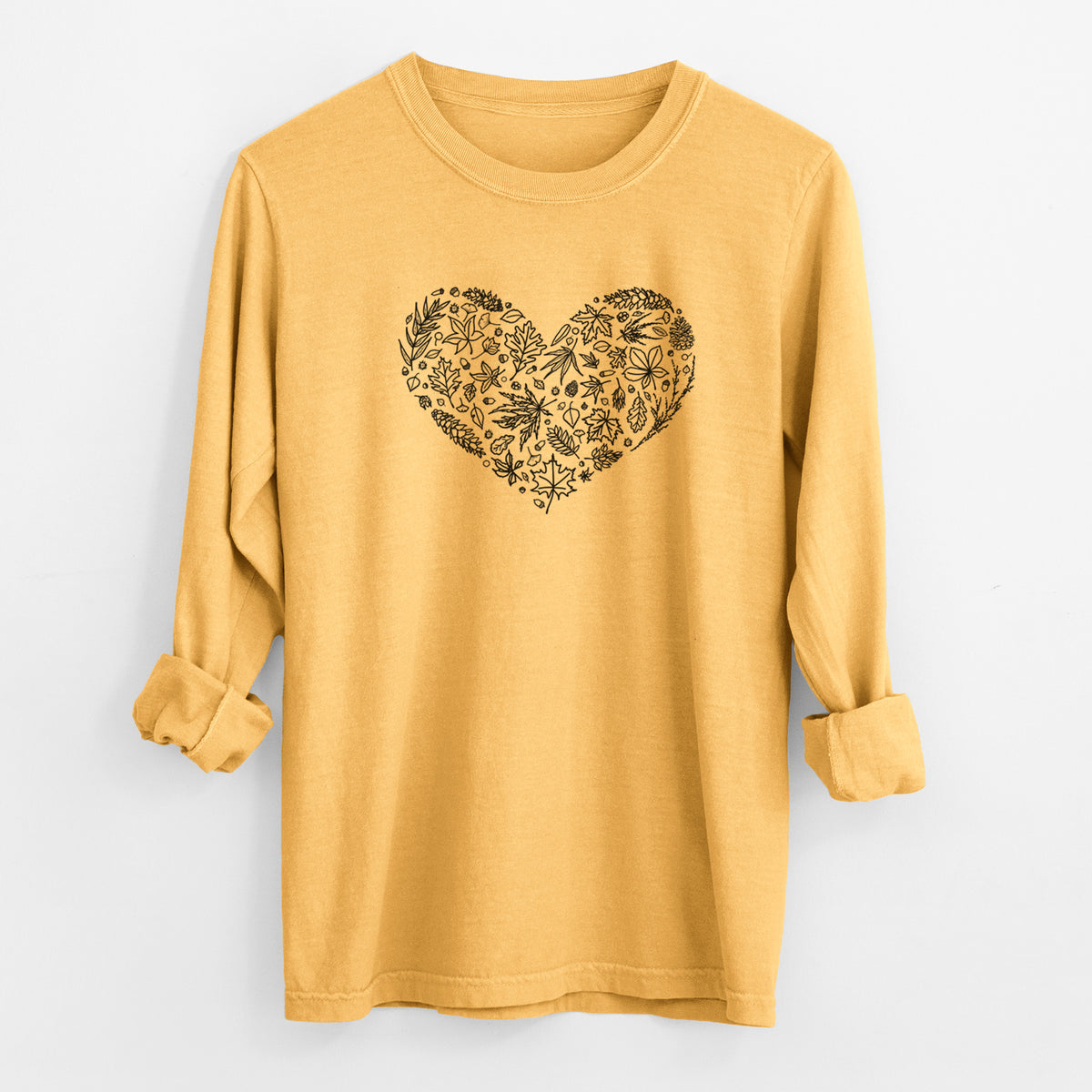 Heart Full of Autumn Leaves - Unisex Comfort Colors 100% Cotton Long Sleeve