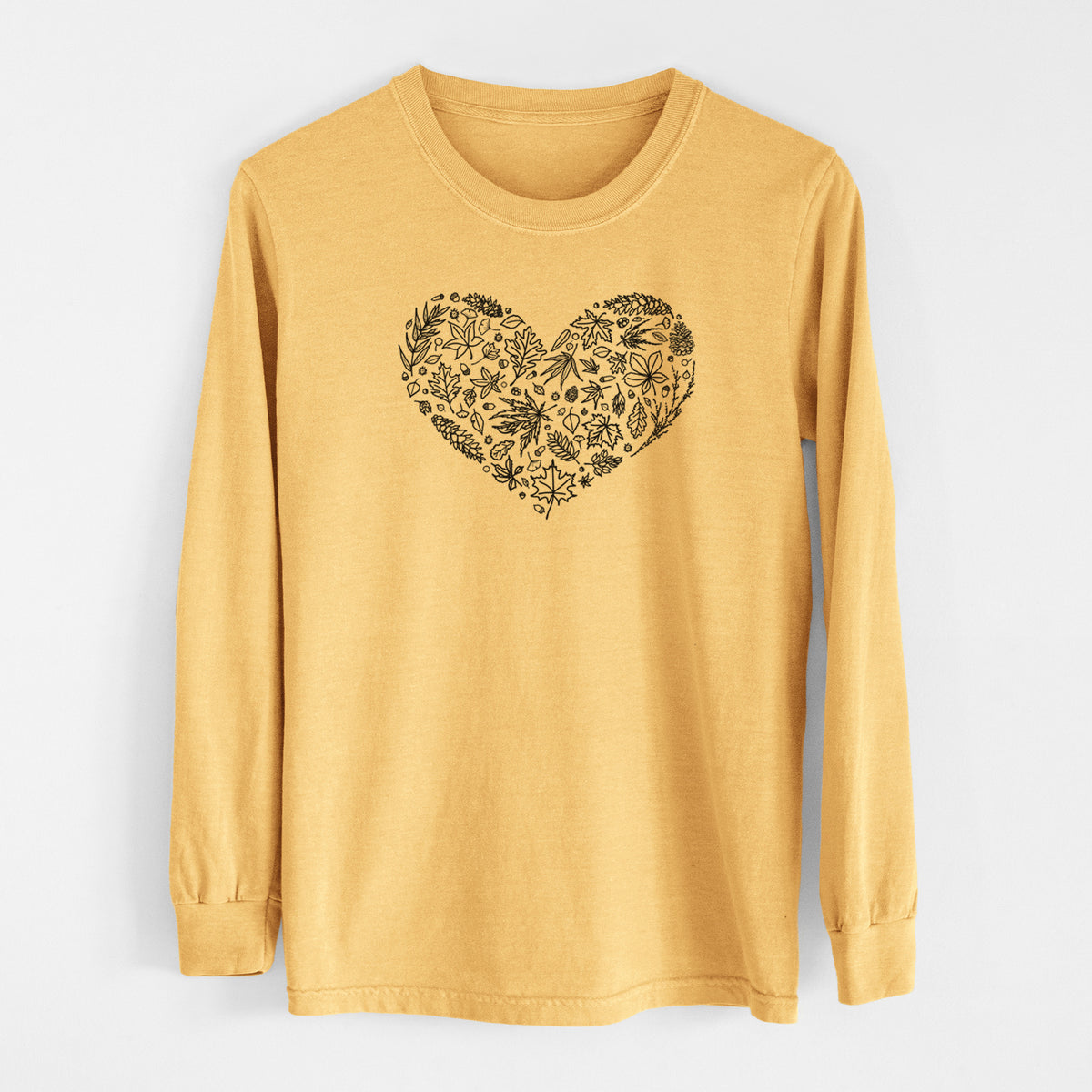 Heart Full of Autumn Leaves - Men&#39;s Heavyweight 100% Cotton Long Sleeve