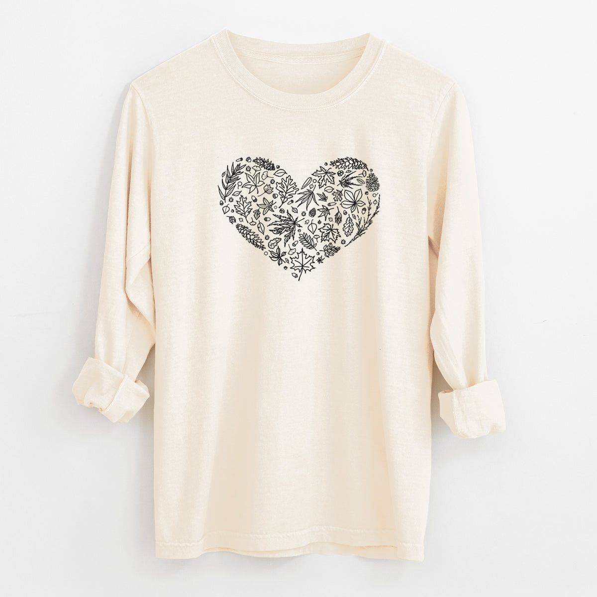 Heart Full of Autumn Leaves - Unisex Comfort Colors 100% Cotton Long Sleeve