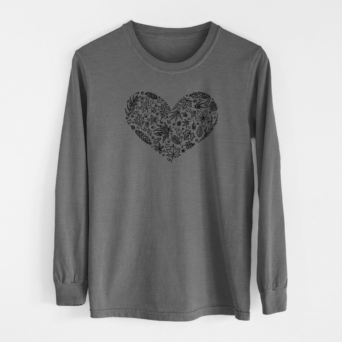 Heart Full of Autumn Leaves - Men&#39;s Heavyweight 100% Cotton Long Sleeve