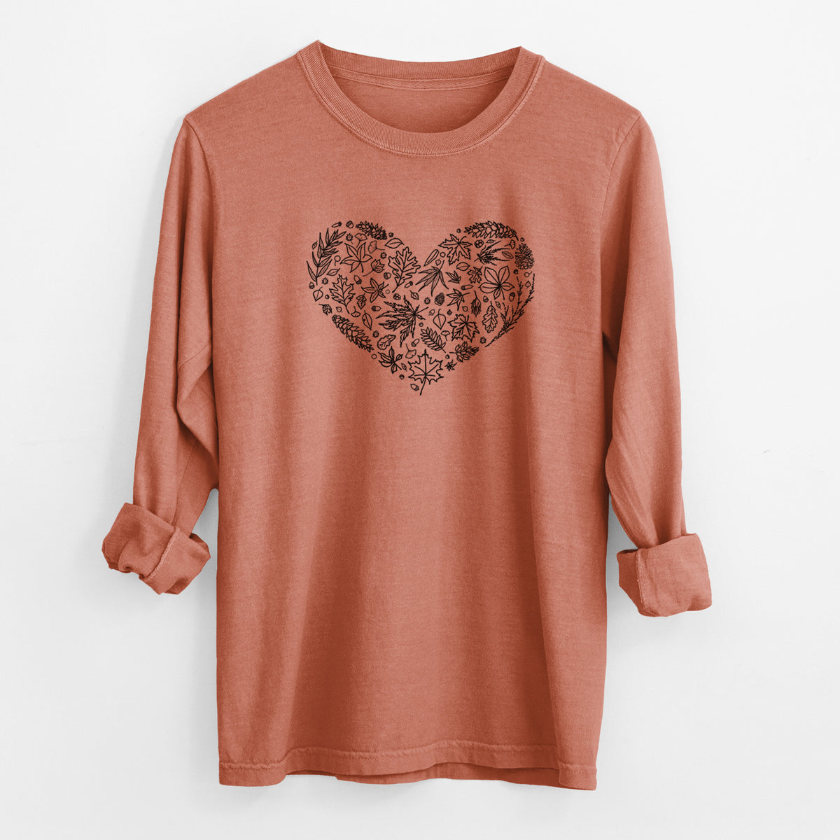 Heart Full of Autumn Leaves - Unisex Comfort Colors 100% Cotton Long Sleeve