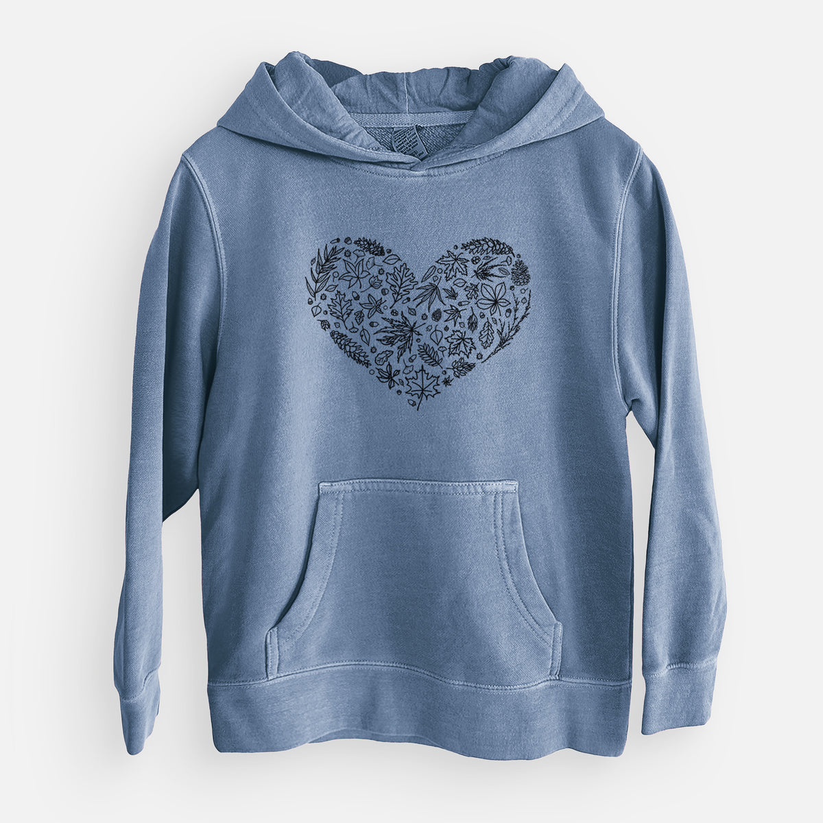 Heart Full of Autumn Leaves - Youth Pigment Dyed Hoodie