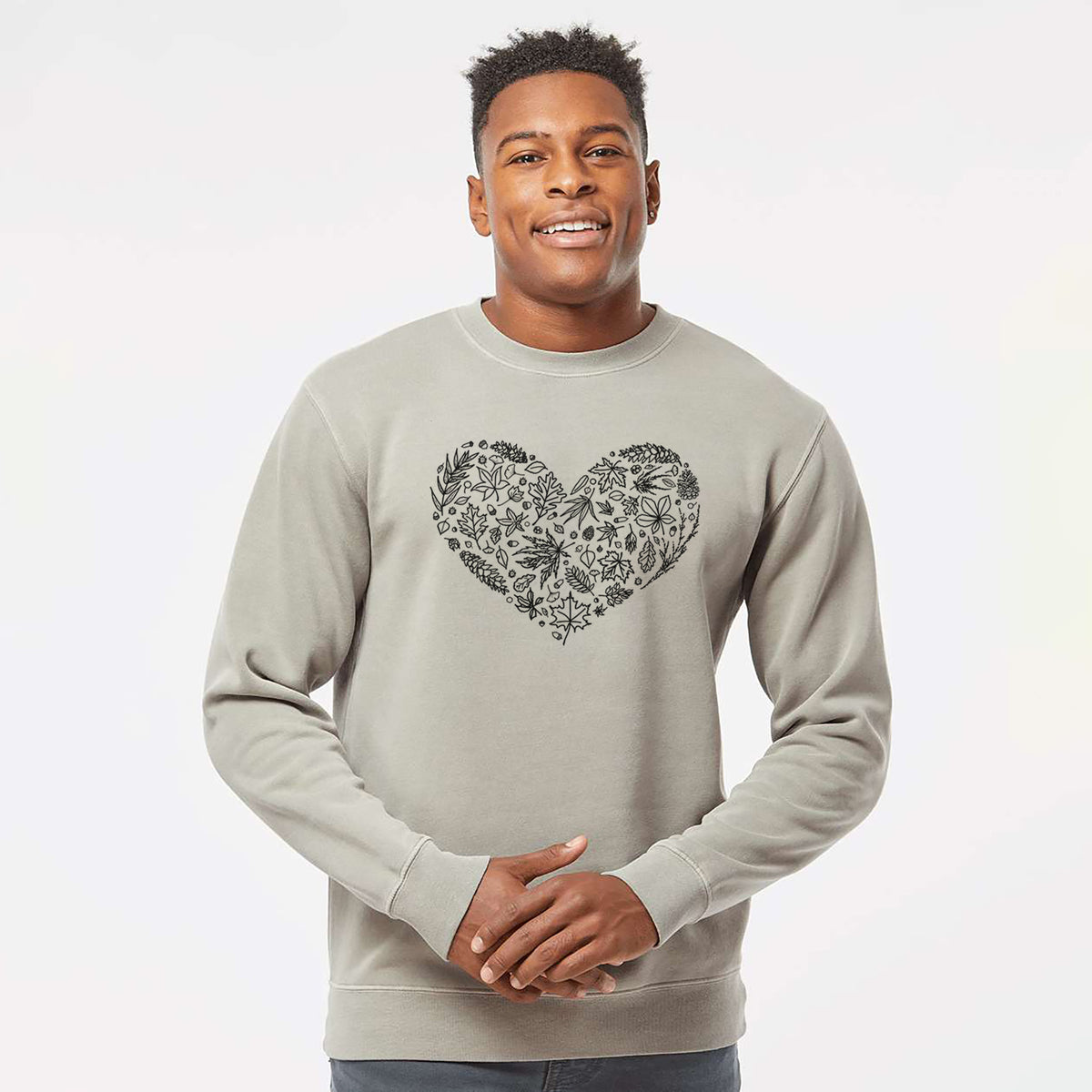 Heart Full of Autumn Leaves - Unisex Pigment Dyed Crew Sweatshirt