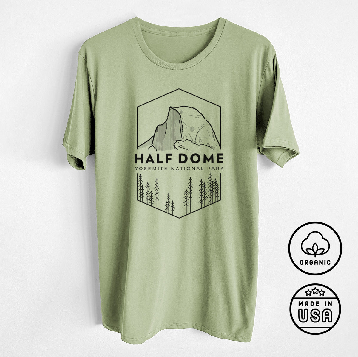 CLOSEOUT - Half Dome - Yosemite National Park - Unisex Crewneck - Made in USA - 100% Organic Cotton