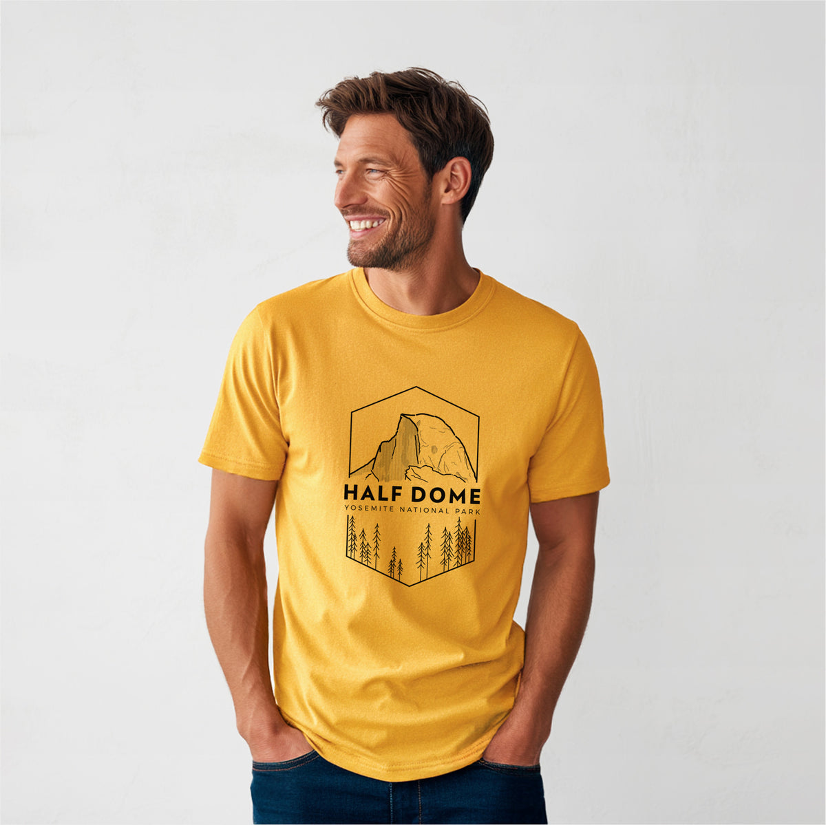 Half Dome - Yosemite National Park - Heavyweight Men&#39;s 100% Organic Cotton Tee