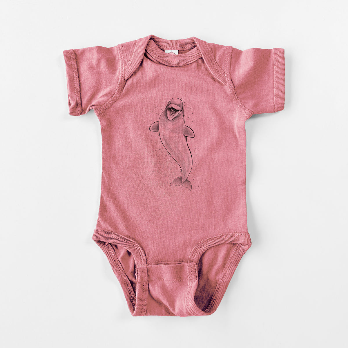 Happy Beluga Whale - Delphinapterus leucas - Baby Fine Jersey Bodysuit