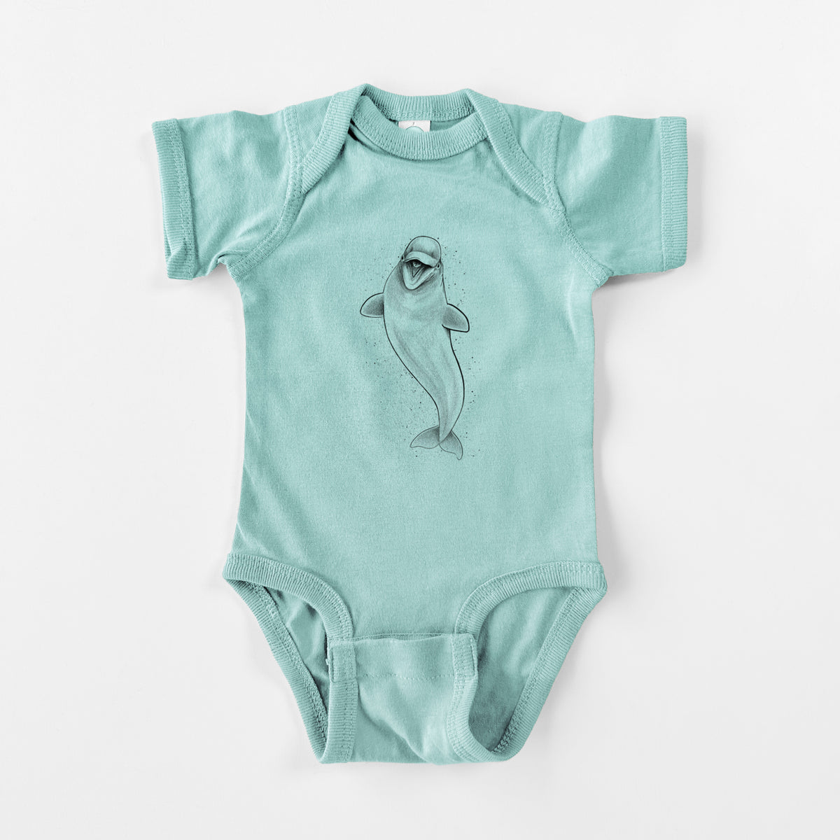 Happy Beluga Whale - Delphinapterus leucas - Baby Fine Jersey Bodysuit