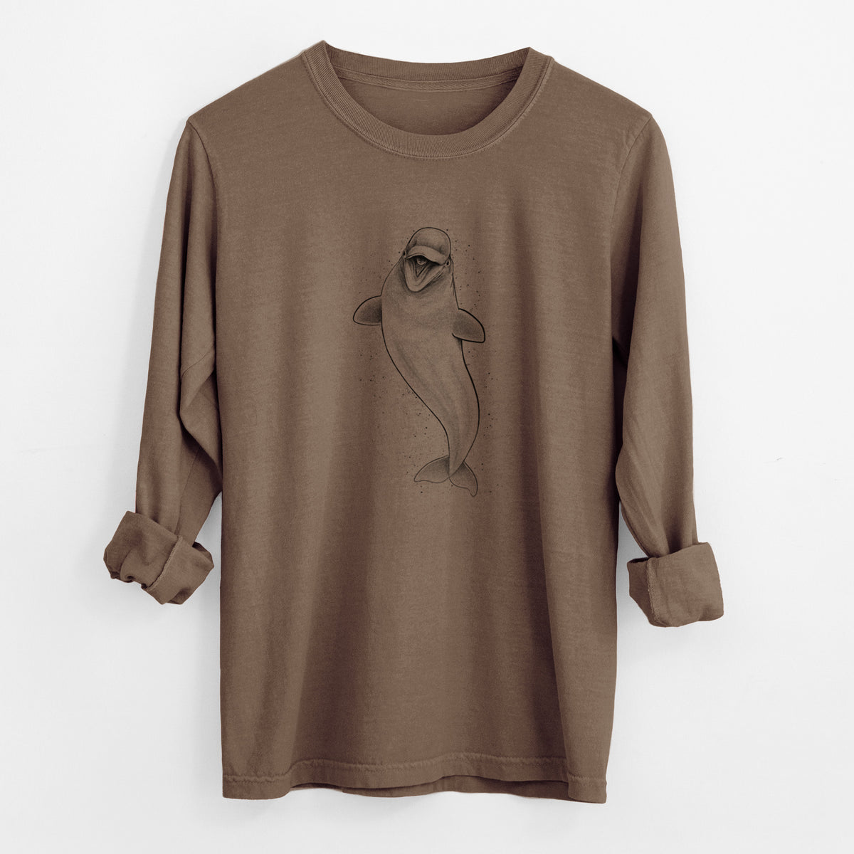 Happy Beluga Whale - Delphinapterus leucas - Unisex Comfort Colors 100% Cotton Long Sleeve