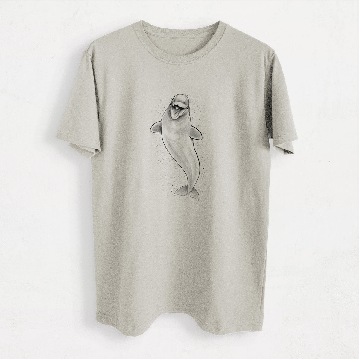 Happy Beluga Whale - Delphinapterus leucas - Heavyweight Men&#39;s 100% Organic Cotton Tee