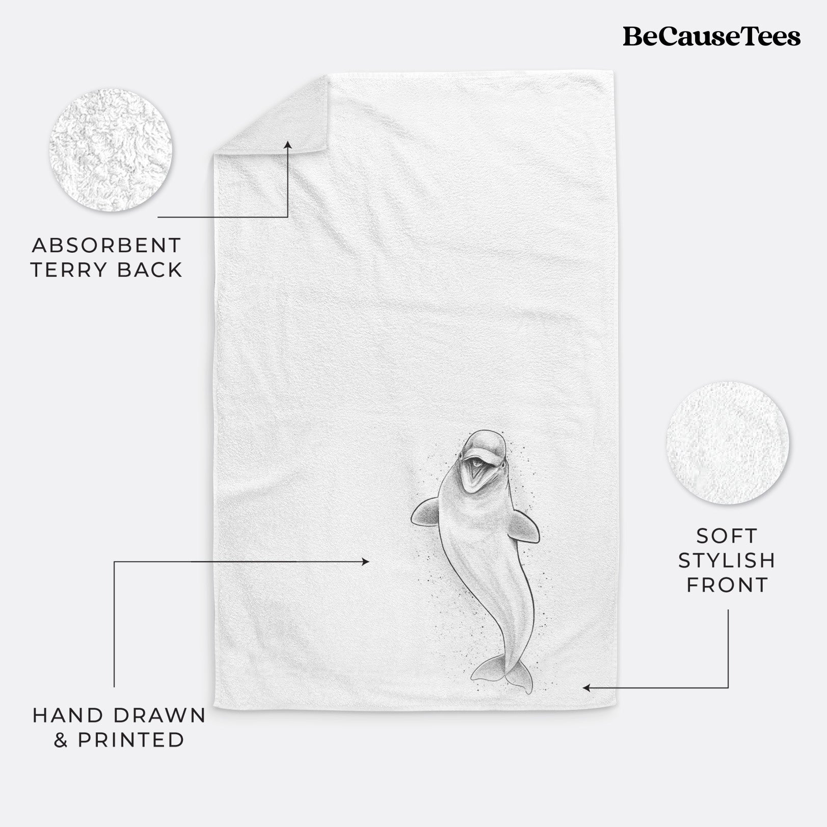 Happy Beluga Whale - Delphinapterus leucas Premium Decorative Hand Towel