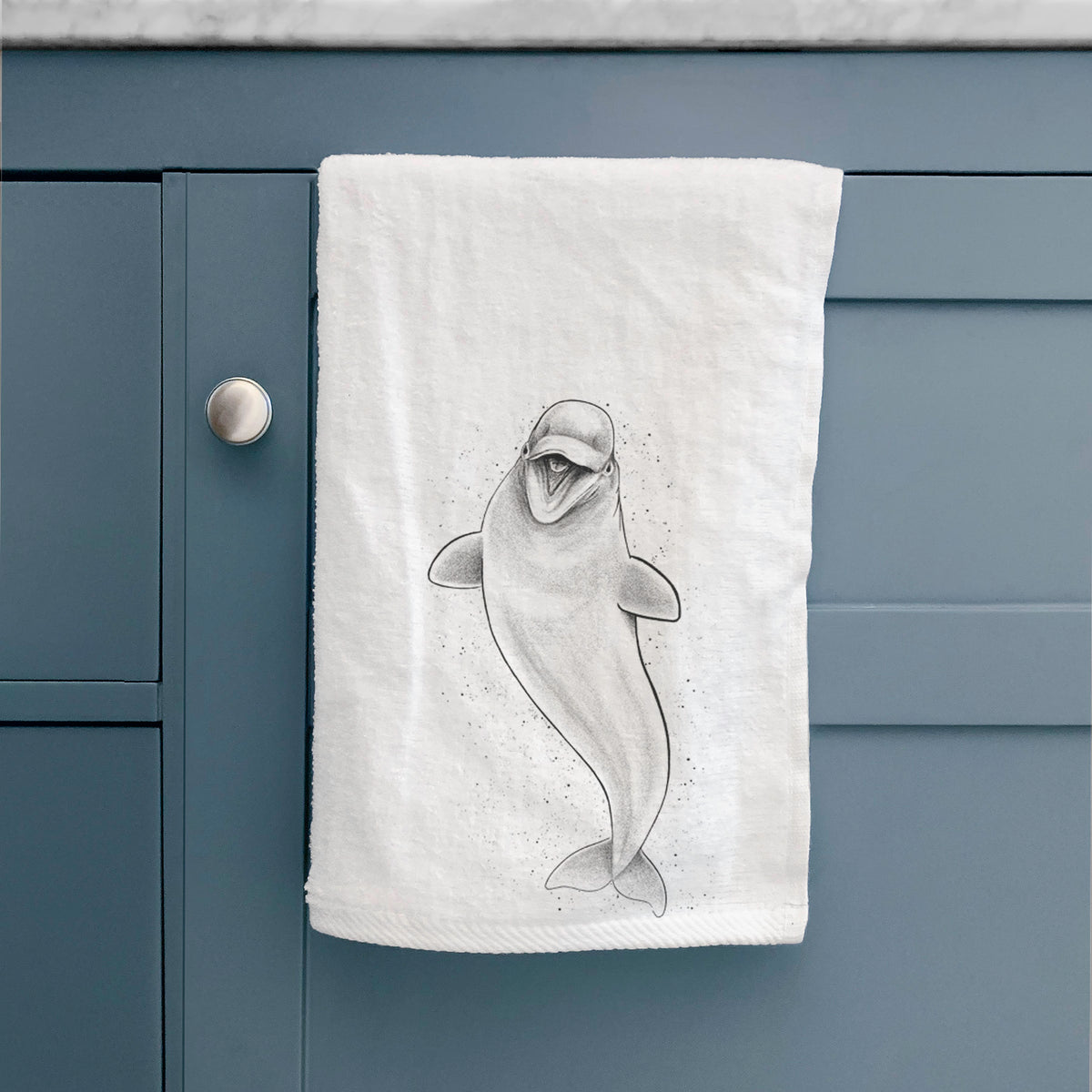 Happy Beluga Whale - Delphinapterus leucas Hand Towel