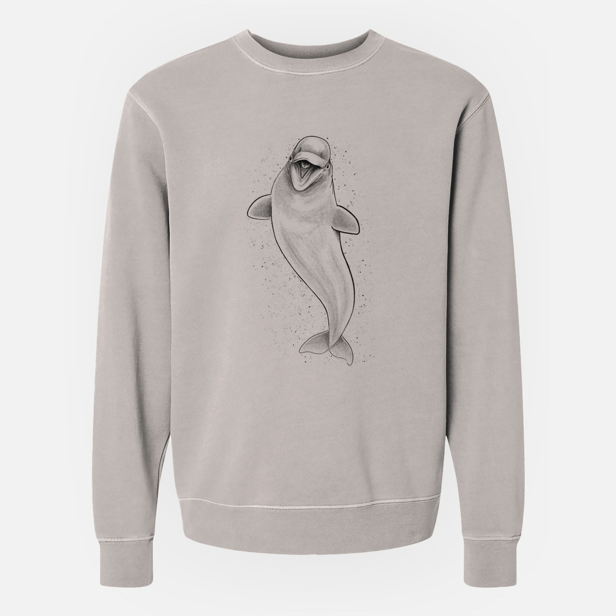 Happy Beluga Whale - Delphinapterus leucas - Unisex Pigment Dyed Crew Sweatshirt