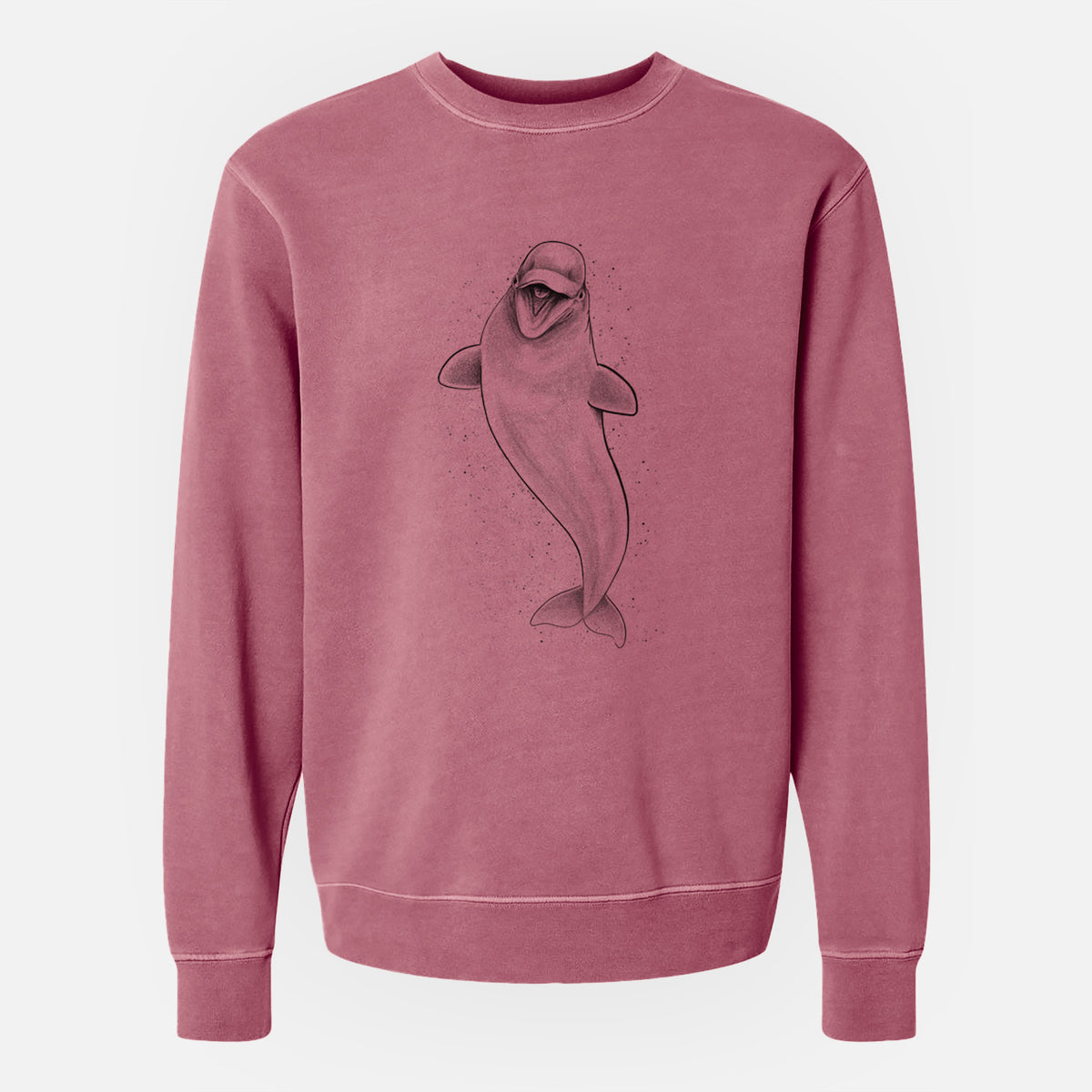 Happy Beluga Whale - Delphinapterus leucas - Unisex Pigment Dyed Crew Sweatshirt