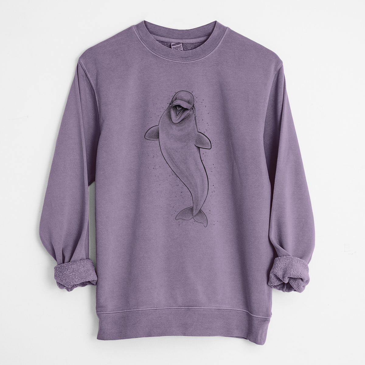 Happy Beluga Whale - Delphinapterus leucas - Unisex Pigment Dyed Crew Sweatshirt