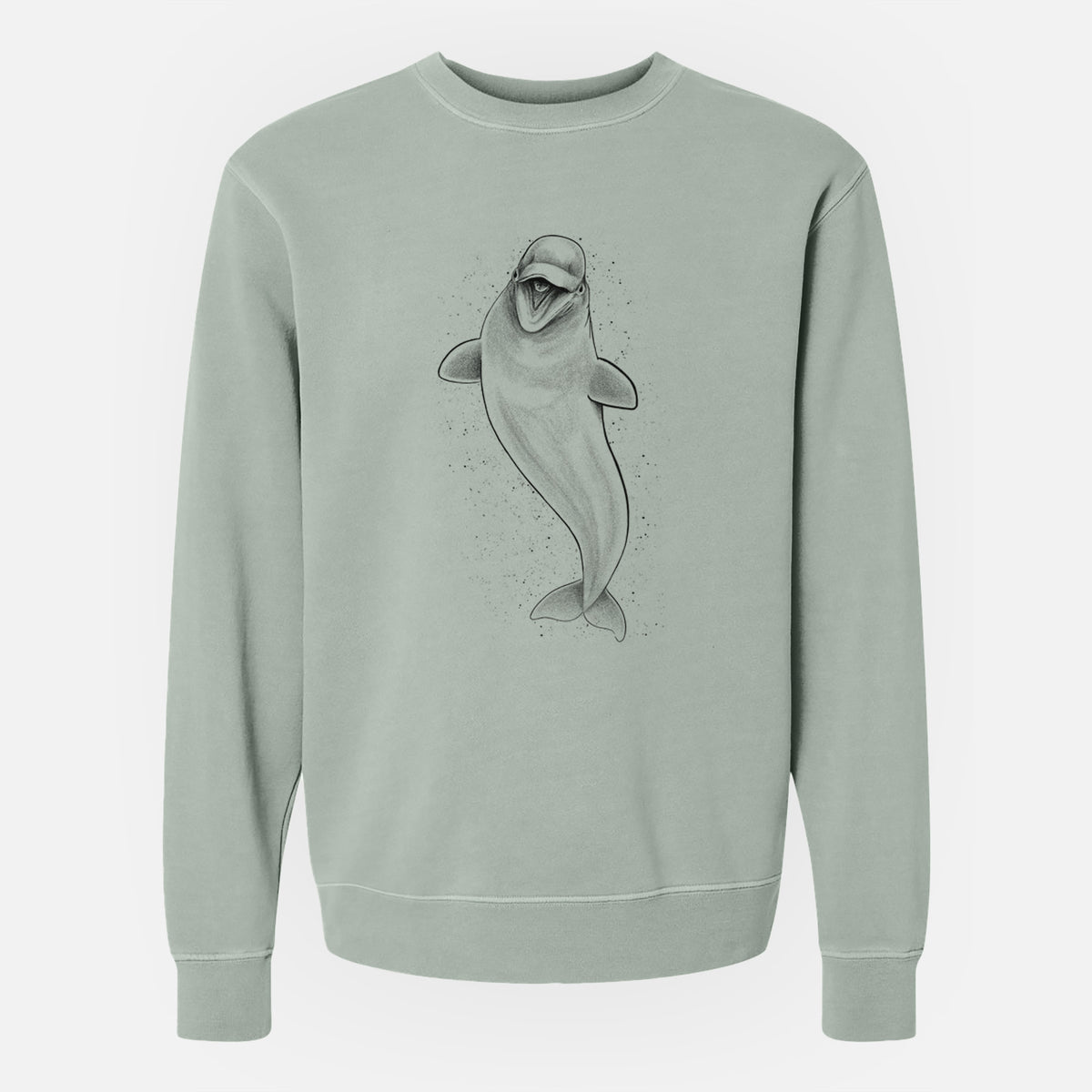Happy Beluga Whale - Delphinapterus leucas - Unisex Pigment Dyed Crew Sweatshirt