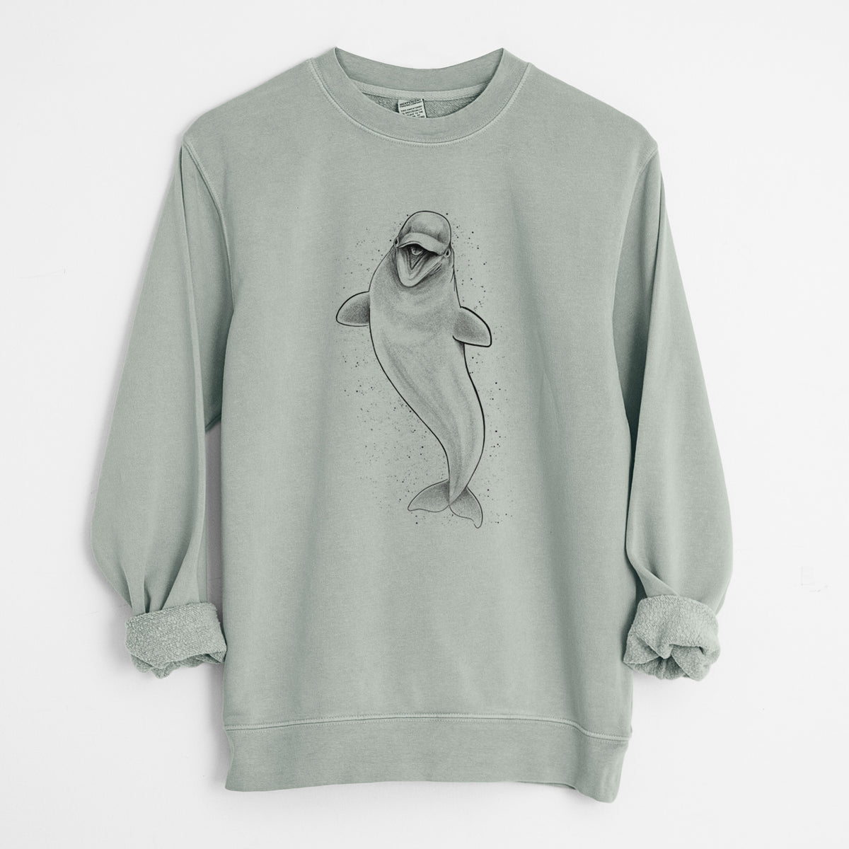 Happy Beluga Whale - Delphinapterus leucas - Unisex Pigment Dyed Crew Sweatshirt