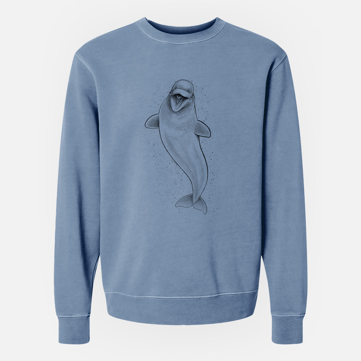 Happy Beluga Whale - Delphinapterus leucas - Unisex Pigment Dyed Crew Sweatshirt