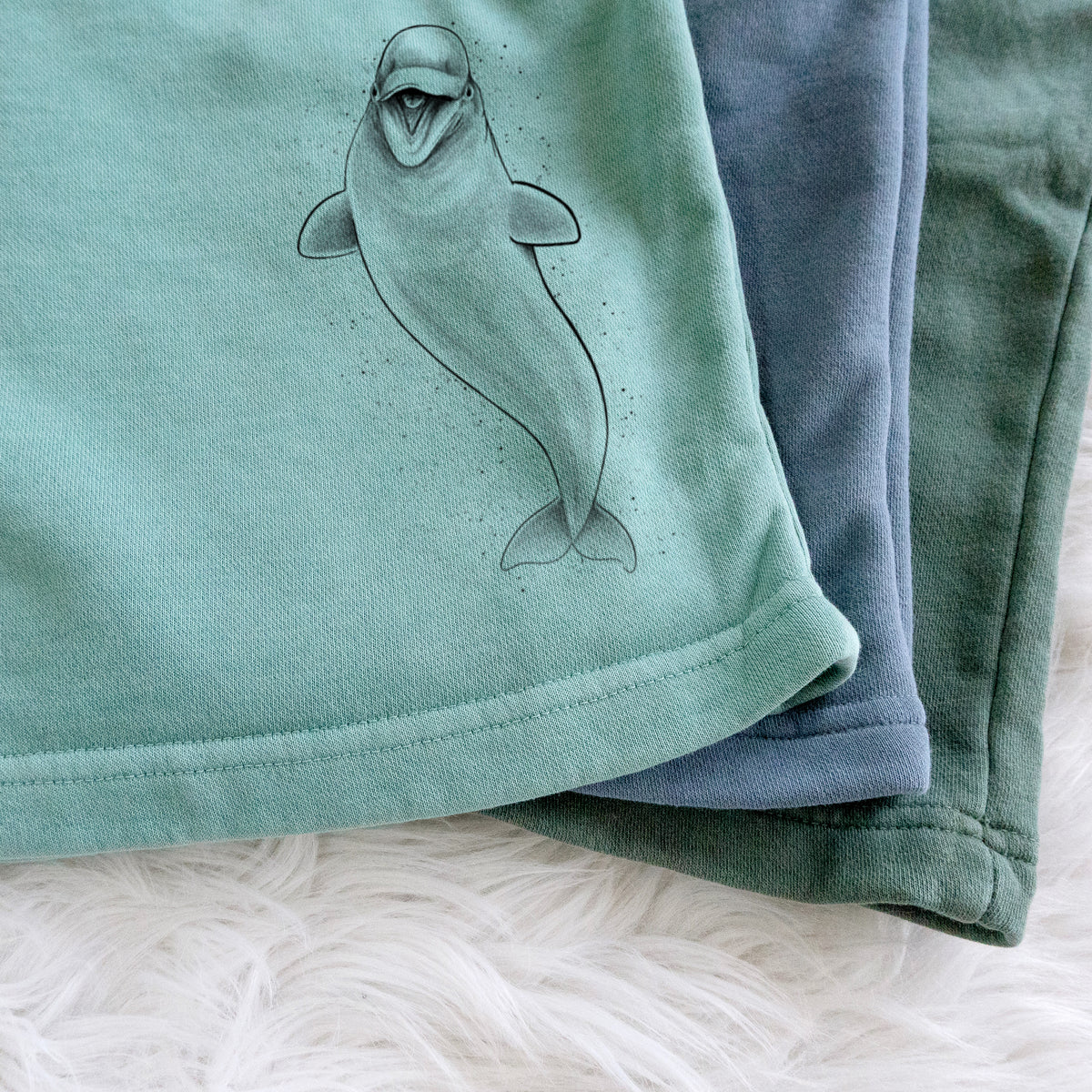 Happy Beluga Whale - Delphinapterus leucas - Unisex Pigment Dyed Shorts