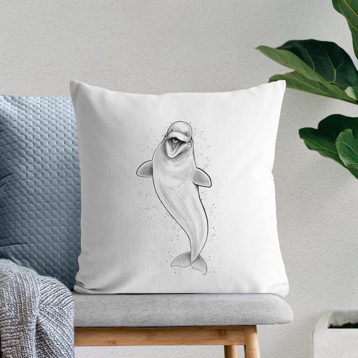 Happy Beluga Whale - Delphinapterus leucas - Throw Pillow Cover
