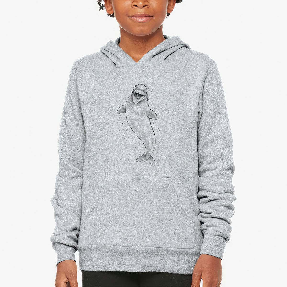 Happy Beluga Whale - Delphinapterus leucas - Youth Hoodie Sweatshirt