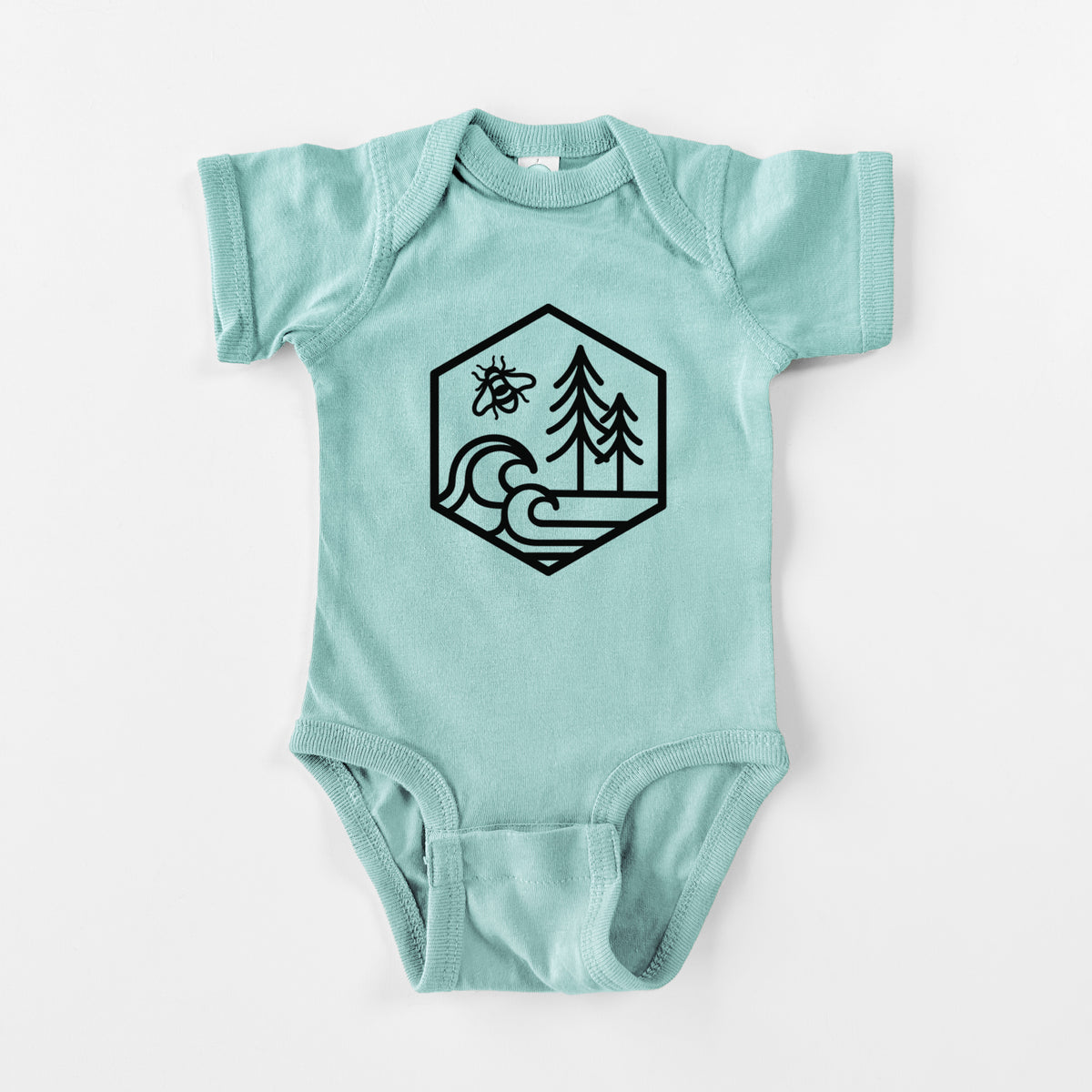 Harmonious Hexagon - Bees, Seas, Trees - Baby Fine Jersey Bodysuit