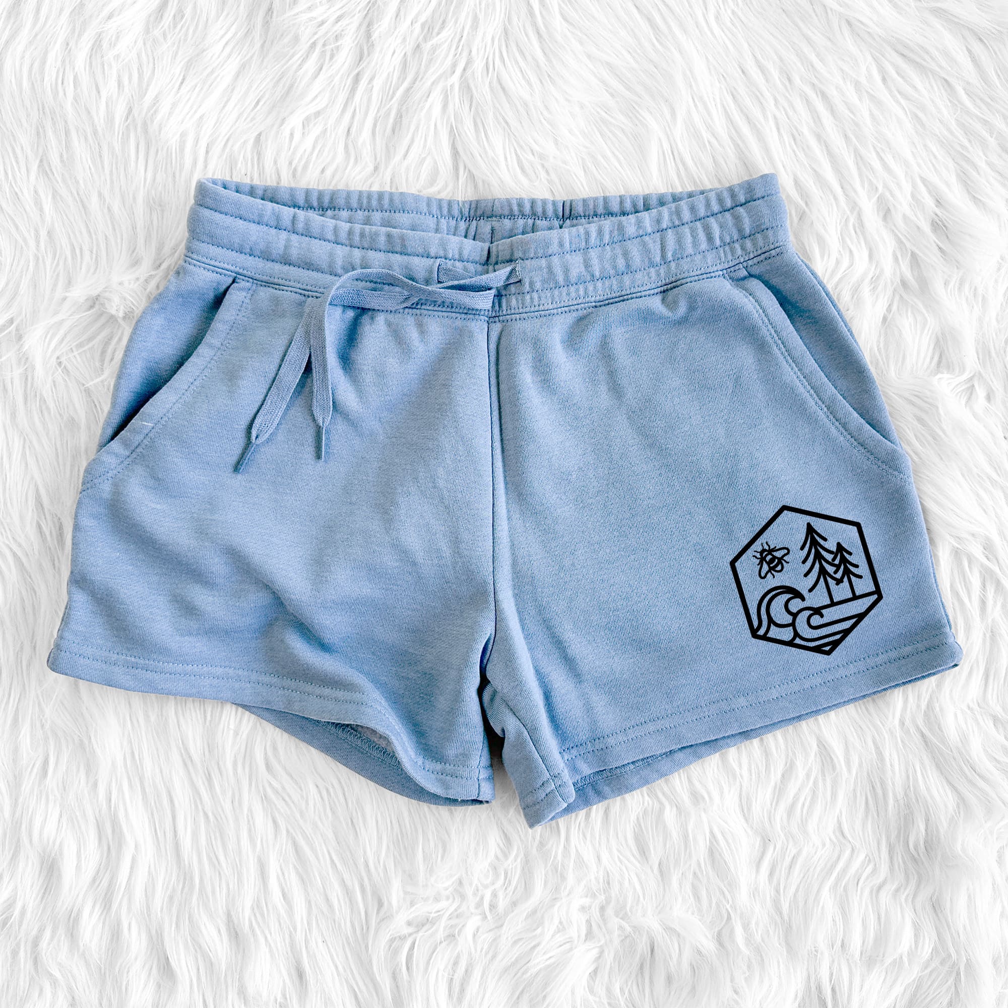 Harmonious Hexagon - Bees, Seas, Trees - Women's Cali Wave Shorts