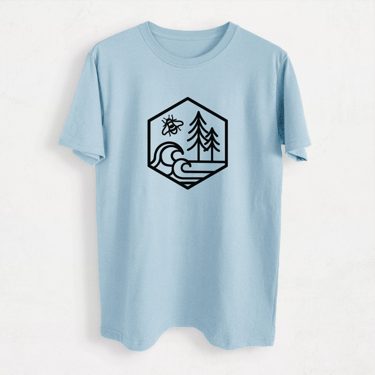 Harmonious Hexagon - Bees, Seas, Trees - Heavyweight Men&#39;s 100% Organic Cotton Tee